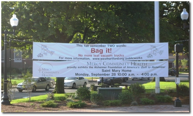 Banners at the intersection of Main and Farmington in West Hartford Center